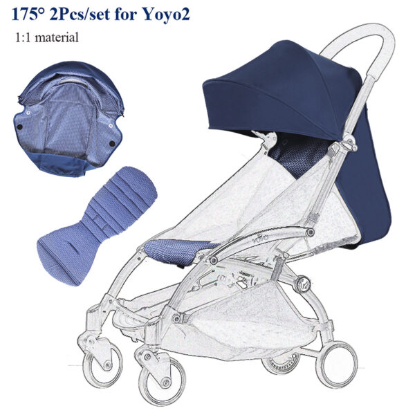 175°Stroller Accessories Hood&Mattress Set For Babyzen Yoyo Canopy Cover Seat Cushion Fit Yoya Pram Sunshade Original Fabric