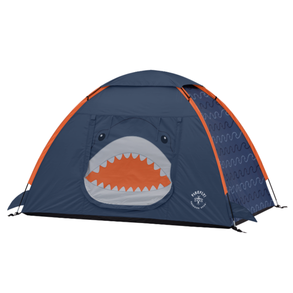 Outdoor Gear Finn the Shark 2-Person Kid's Camping Tent - Navy/Orange/Gray Color, One Room