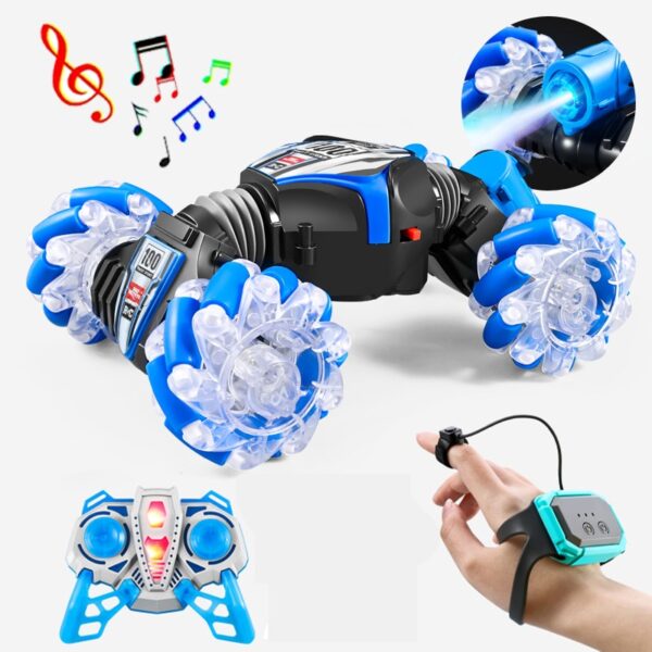 Rc Stunt Car 2.4G Radio Gesture Induction Spray Music Light Stunt Car Remote Control Car 1:24 Off-Road Watch Control Boy Toys