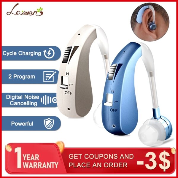 Rechargeable Mini Digital Hearing Aid Listen Sound Amplifier Wireless Ear Aids for Elderly Moderate to Severe Loss Drop Shipping